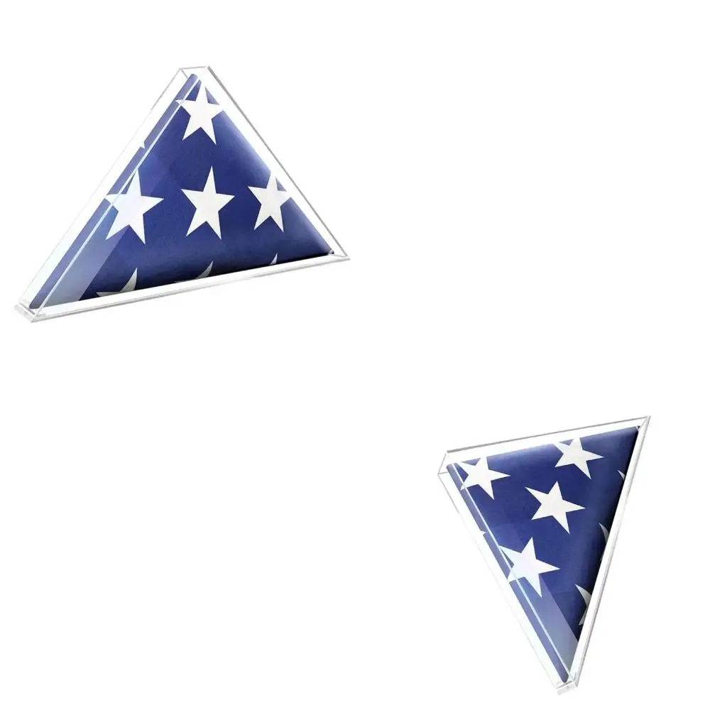  Acrylic Flag Case with Cover Clear Triangle Flag Container for Flag Collectors