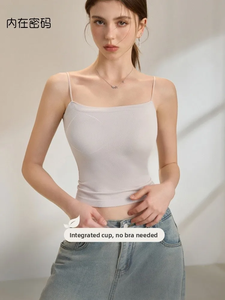 

ay жилет на бретельках, женский новый осенний модный тонкий ремень на груди, внутренняя одежда, модальный топ, квадратный воротник, облегающая внутренняя одежда