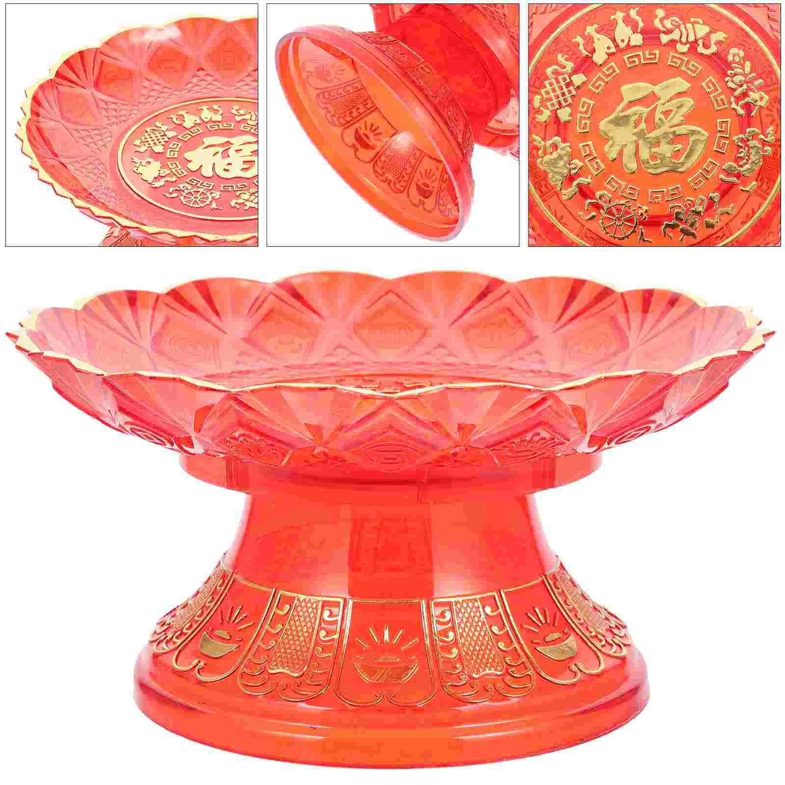 2 Pcs Gold Fruit Bowl Plate Jewelry Temple Container Storage Berry Basket Trays