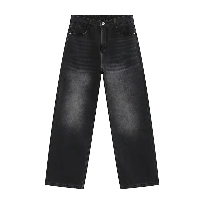 LUZHEN 2024 otoño nuevo tubo recto pantalones vaqueros de terciopelo grueso nicho hombres sin sexo desgastado elegante Casual pantalones vaqueros de pierna ancha LZ8001