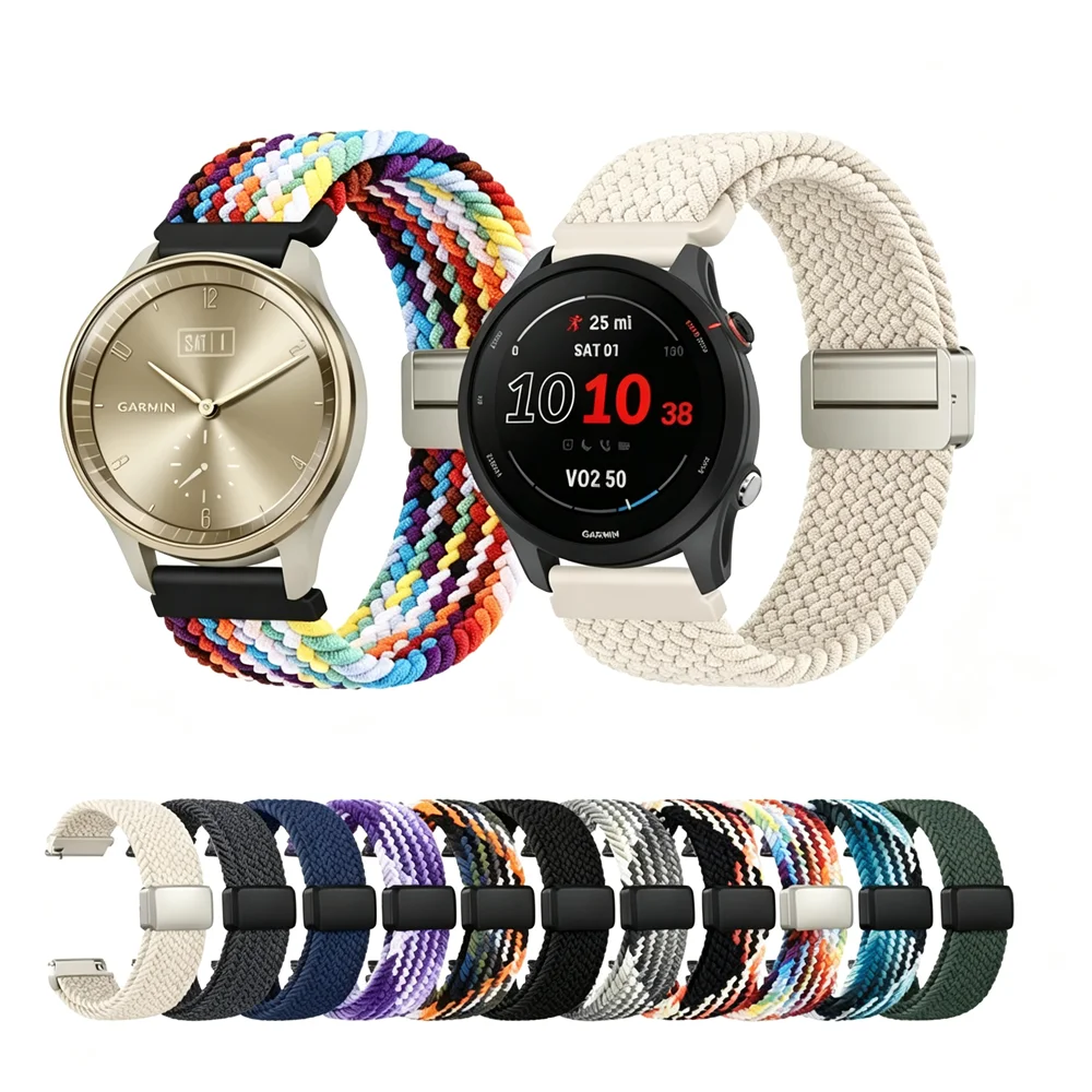 18/20/22mm Geflochtenes Armband für Garmin Vivoactive 4 5 3 S/Venu 3 2s Sq 2 Plus/Forerunner 265 255S 645 245 Music/Vivomove Uhrenarmband