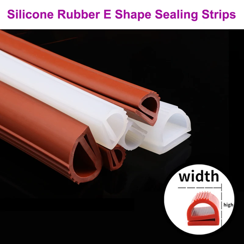 

1/3m Silicone E Shape Strip Rubber Sealing Strip White/Red E-shaped E-strip High Temperature Oven Sealing Strips