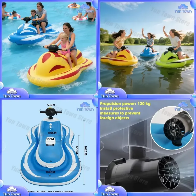 Inflatable Electric Water Scooter for Kids and Adults 6-8KM/H IPX7 Waterproof Jet Ski for Swimming Pool Motorized Float