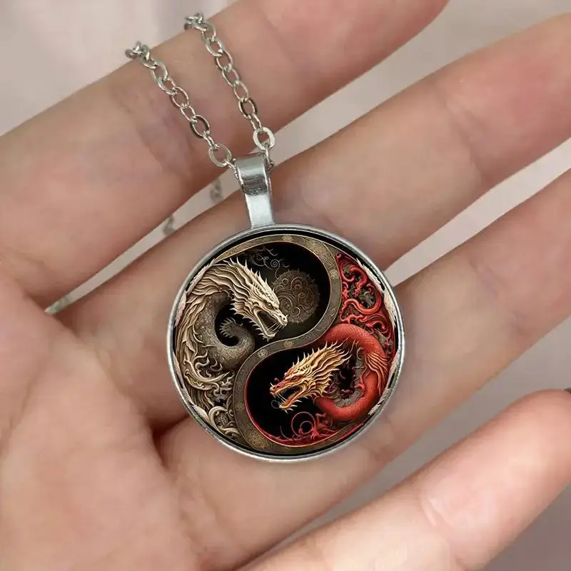 Yin-Yang-Drachen-Schlüsselanhänger, modischer Anhänger aus Legierung, schwarz-weißes Drachendesign, perfekt für Taschen, Rucksäcke und einzigartige Geschenke. – Detail 7