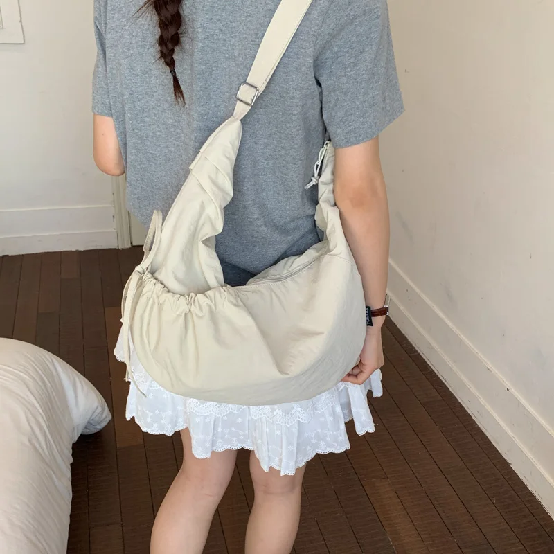 

Fashion Pink Crinkle Fabric Hobo Shoulder Bags Adjustable Strap Daily Commute Handbag Casual Large Capacity Women's Tote Bags