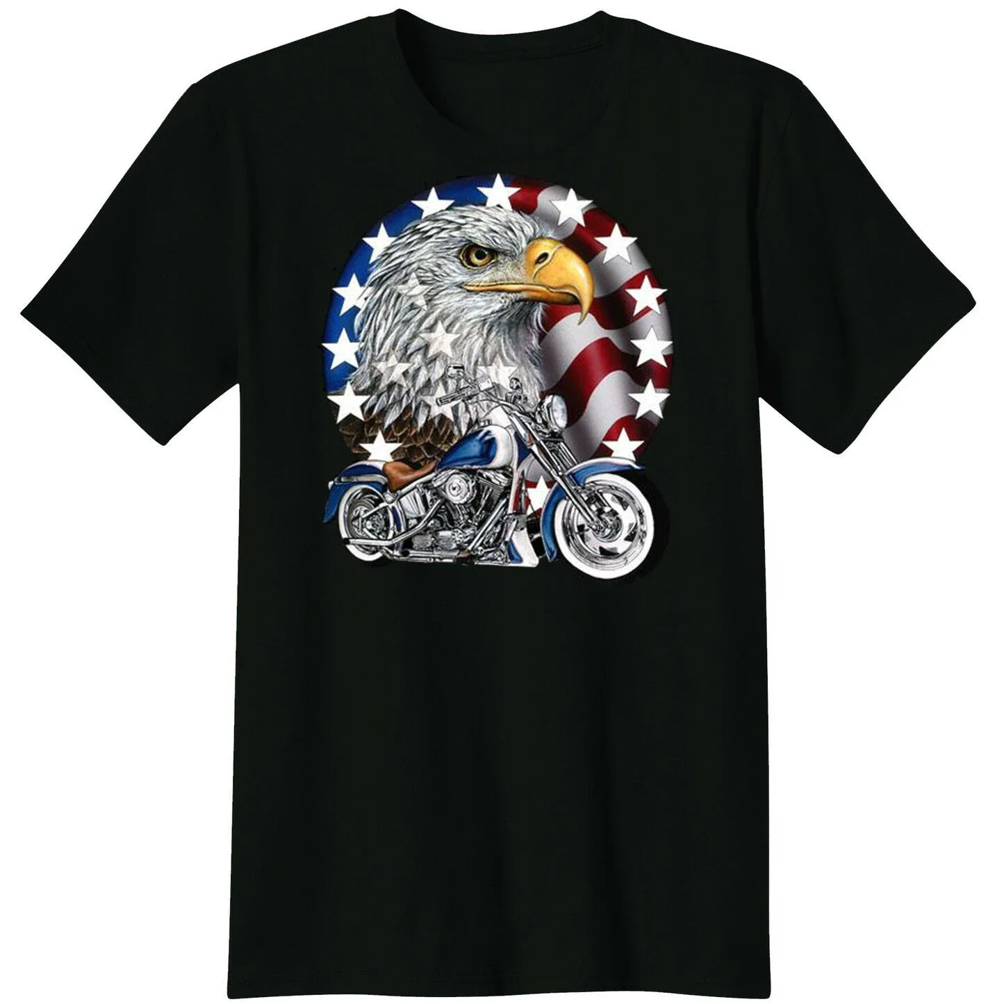 

Fashion Patriotic USA bald Eagle Flag Chopper Motorcycle Biker T-Shirt 100% Cotton O-Neck Short Sleeve Summer Casual Mens T-shi