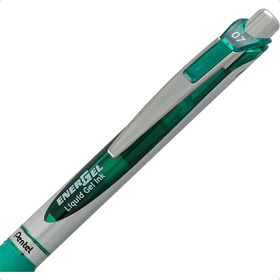 EnerGel RTX Retractable Liquid Gel Pen 0.7mm Medium Line Metal Tip Green Ink Pack of 2 (BL77BP2D) - Image 3