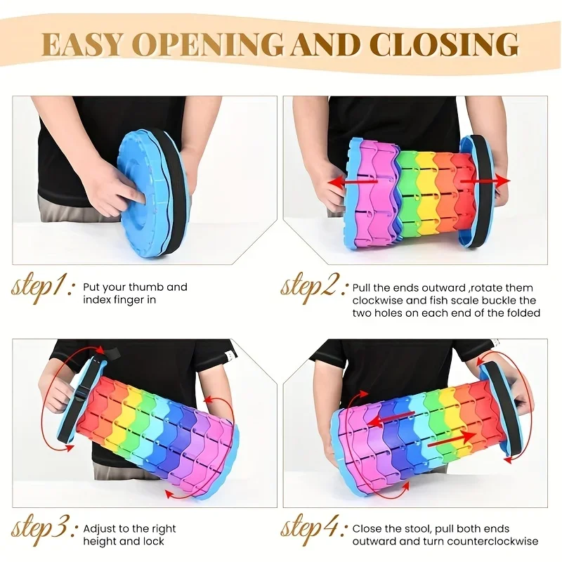 Extra-thick Reinforced Folding Stool, Outdoor Travel Portable Small Stool, Multi-functional Rainbow Stool Camping Chairs Camping image 5