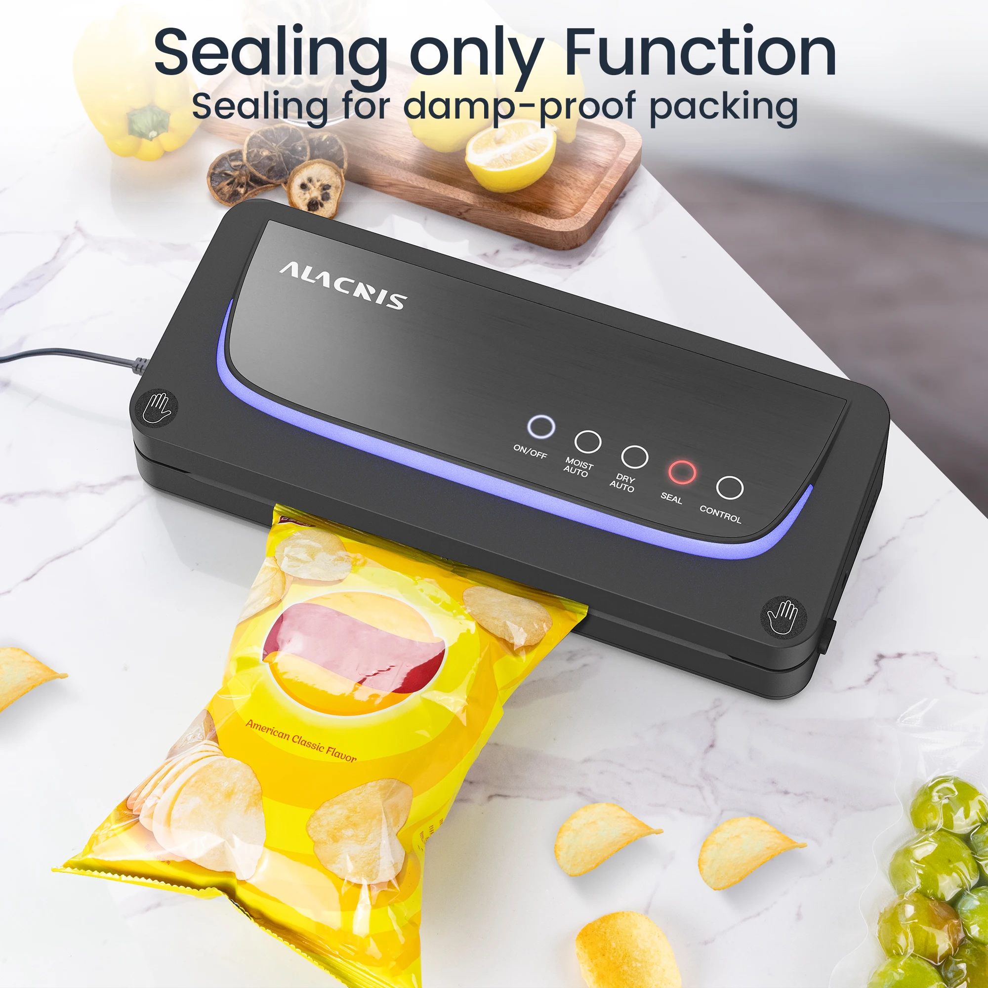 ALACRIS LED Vakuum Versiegelung Küche Food Storage Bag Sealing Verpackung Maschine Automatische Lebensmittel Lagerung Container Hause Geräte