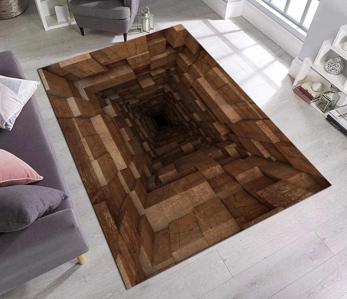 

3D Vortex Optical Illusion Area Rug – Non-Slip Swirl Carpet for Living Room, Short Pile Floor Mat