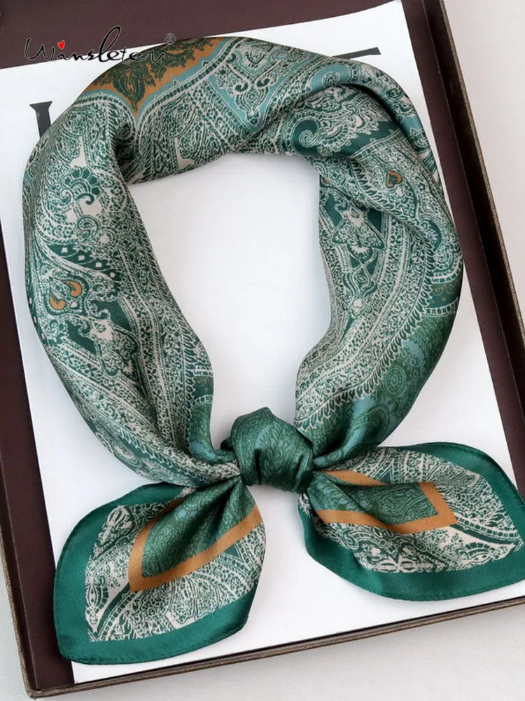 

Winsleter-Women 100%Real Silk Elegant Scarf, 68*68CM Printed, Mom Gifts Retro Temperament Shawl Scarves, 2025 Autumn A58312CC