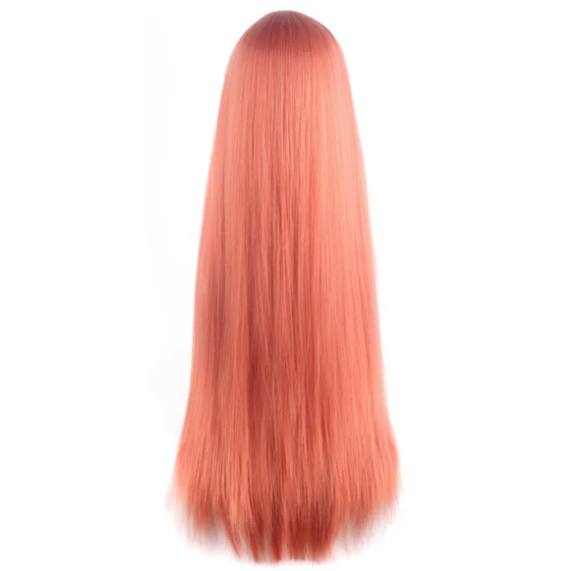 Peluca sintética naranja larga y recta para disfraz de Cosplay, fiesta, Halloween, Anime, juego de rol, resistente al calor