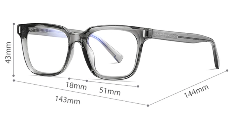 Kachawoo Anti-Blaulicht-Brille, TR90-Acetat, quadratischer Brillenrahmen für Damen, Trend, koreanischer Stil, Unisex, transparent, grau – Detail 5