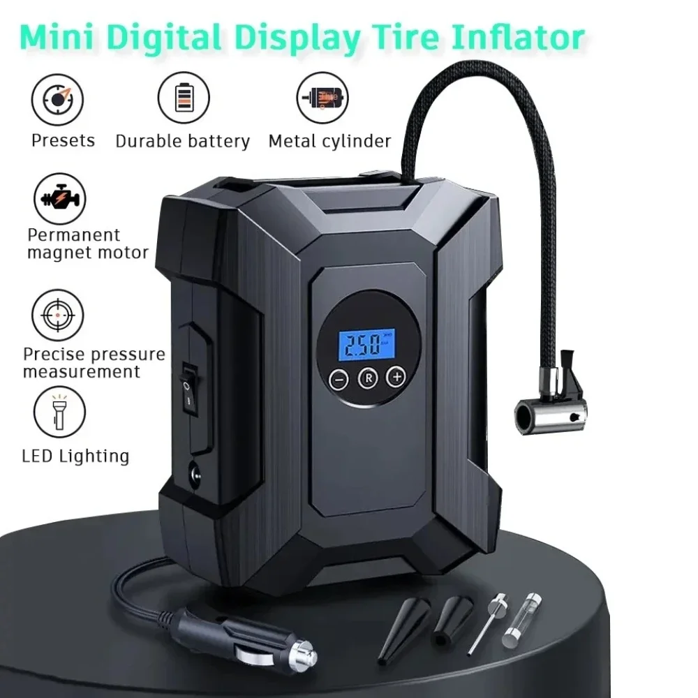 

Inflator Pump 12V Portable Car Air Compressor for Motorcycles Bicycle Boat Tyre Inflator Digital Auto Inflatable Pump(Box)