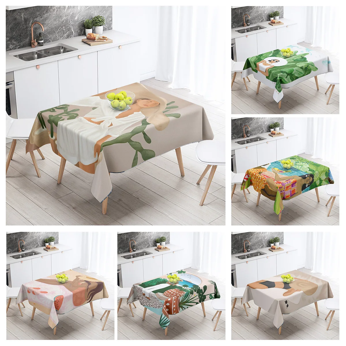 Morandi Grey Abstract Tablecloth Nordic Minimale Geometric Pattern Hall Restaurant Dual-use Student Dormitory Coffee Table Mat