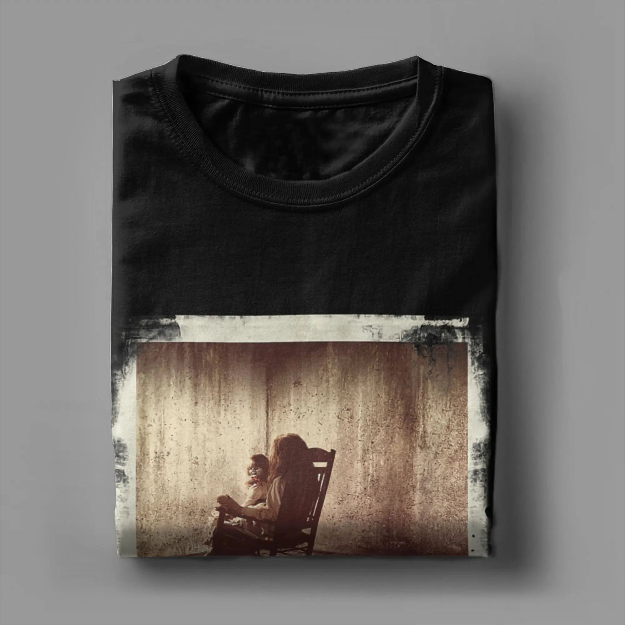 الرجال تي شيرت The Conjuring الجرونج أنابيل بولارويد خمر القطن تيز قصيرة الأكمام تي شيرت جولة الرقبة الملابس هدية فكرة