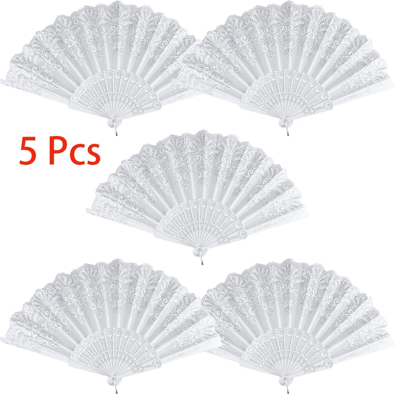 5 Pcs Wedding Hand Fans Folding Plastic Hand Fan