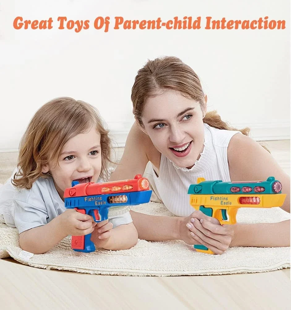 ไฟฟ้า Light Up ปืนพกของเล่น LED Light มือปืนของเล่นพราวต่อสู้เสียงที่ไม่ซ้ํากัน Telescopic Action ปืนพกสําหรับของขวัญเด็ก