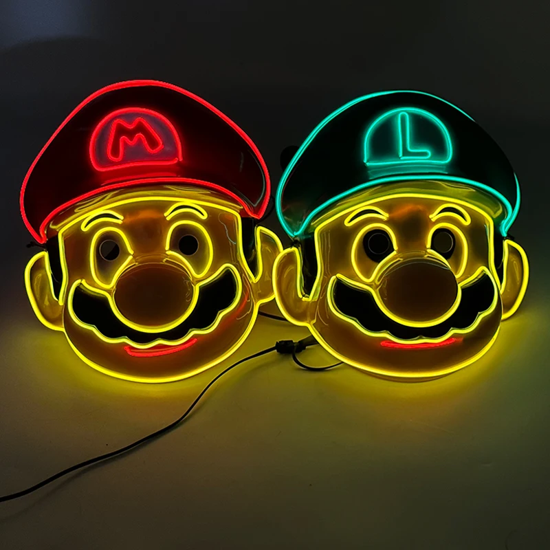 Funny Glowing Masquerade Disguise Mask Props Adult Kids Game Theme Cosplay Luminous Mask Carnival Neon Light Up Supplies