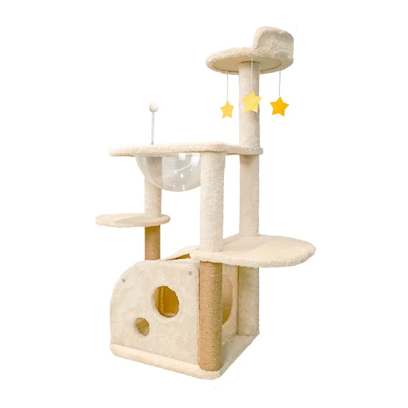 Cat Tree House 105cm Condo Scratching Post for Cats Wood Climbing Tree Tree Towers Furniture Cat Accessories