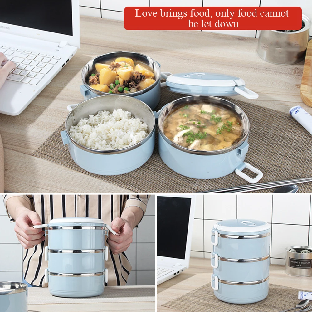 Simple Multi-Purpose Bento Box with Lids Leakproof Sealing Round with Handle Lunch Box with Lids,for work,for School,for Kids