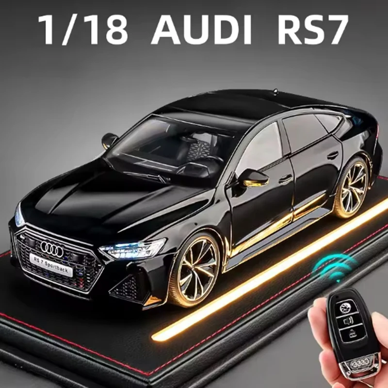 Diecast 1:18 AUDI RS7 Sportback Key Version Alloy Simulation Car Model Sound and Light Children's Toy Collectibles Birthday gift