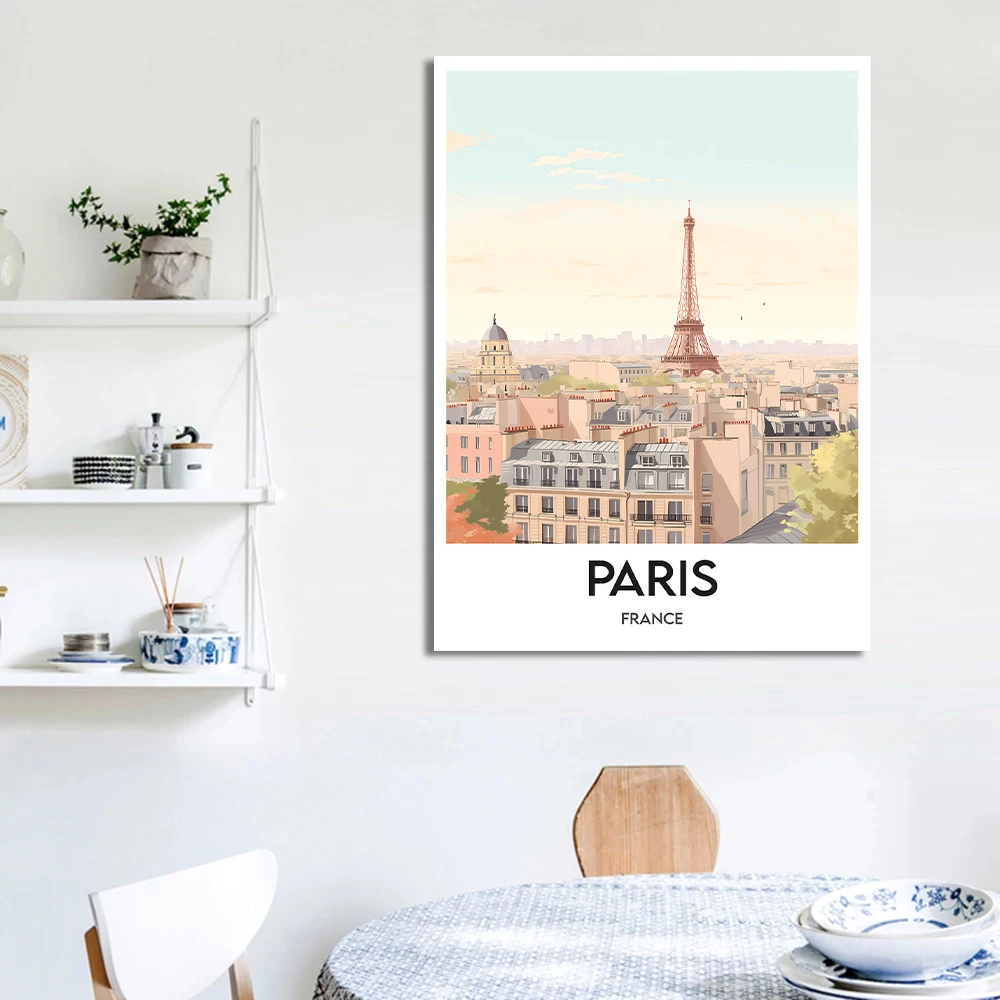 روما إيطاليا لندن سورينتو المشارك سانتوريني اليونان باريس السفر حائط لوح رسم الفن لغرفة المعيشة ديكور المنزل كوادروس