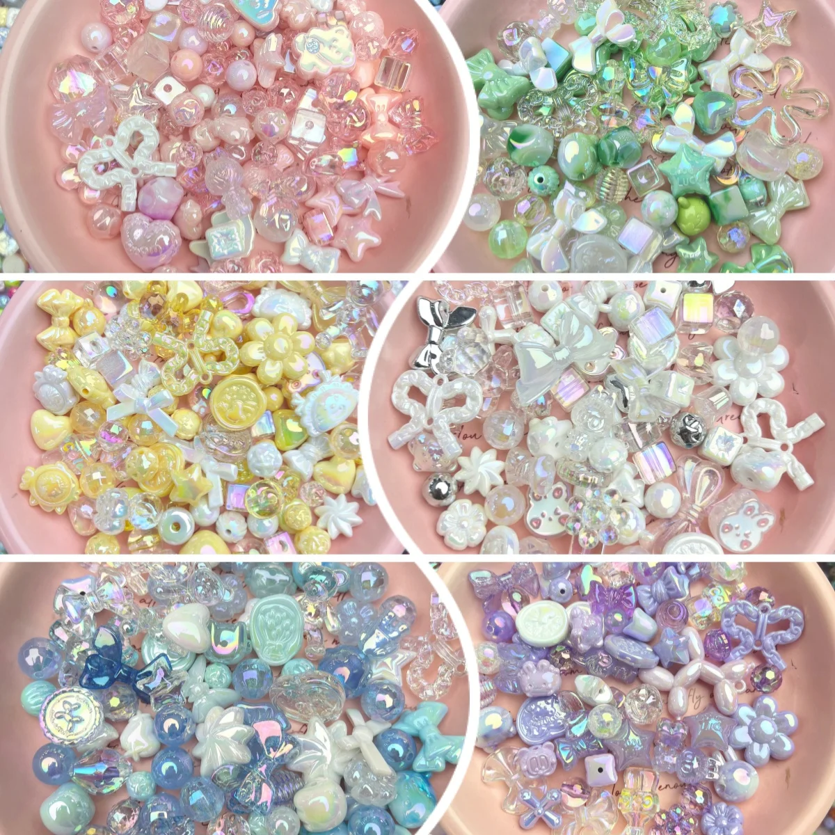 50 جرام/100 جرام DIY أغطية الرأس للأطفال صنع الأربطة الجلدية، مواد الاكريليك، الملحقات، الخرز السائب، أكياس متعددة الألوان المختلطة