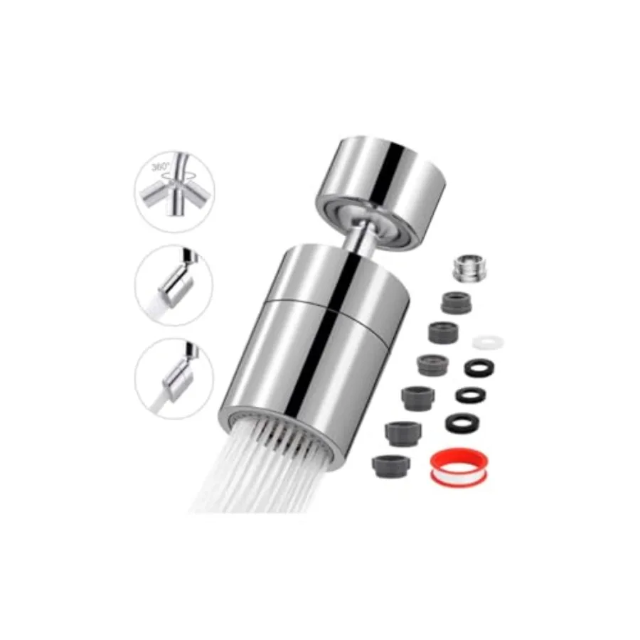 

Kitchen and BasinTap Spray Head, 360° Swivel Dual-Function Sprayer, 80-Degree Big Angle Swivel Faucet Aerator, Faucet Extension