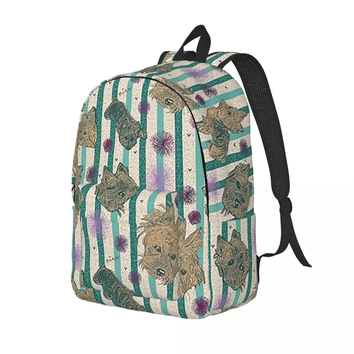 Yorkshire Terrier Dog Backpack for Preschool Primary School Student Plaid Anime Bookbag Boy Girl Kids Canvas Daypack Hiking