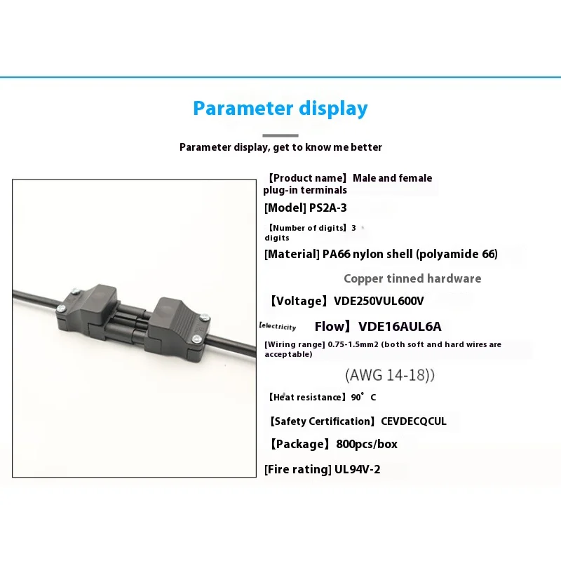 5PCs European Standard PS2A Male Female Plug-in Terminal Self-locking Screw Connector Three Position Terminal Post