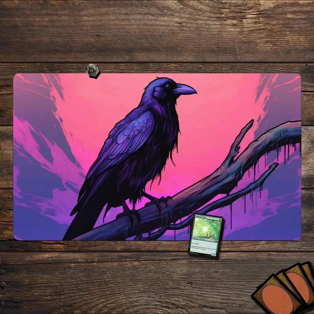 Modello di corvo in stile gotico MTG Playmat Magic Card Battle Mat Antiscivolo Durevole 35X60CM Commander playmat tapete magic mtg Tappetino da scrivania