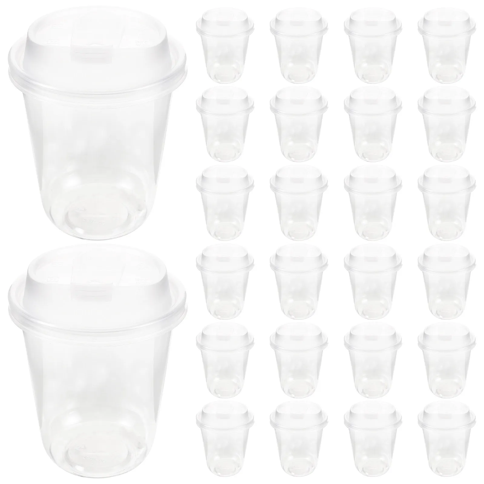 

50 шт. прозрачных одноразовых стаканов для кофе с крышками, 380 мл, с крышкой-непроливайкой, для сока, молока, чая, смузи, портативные