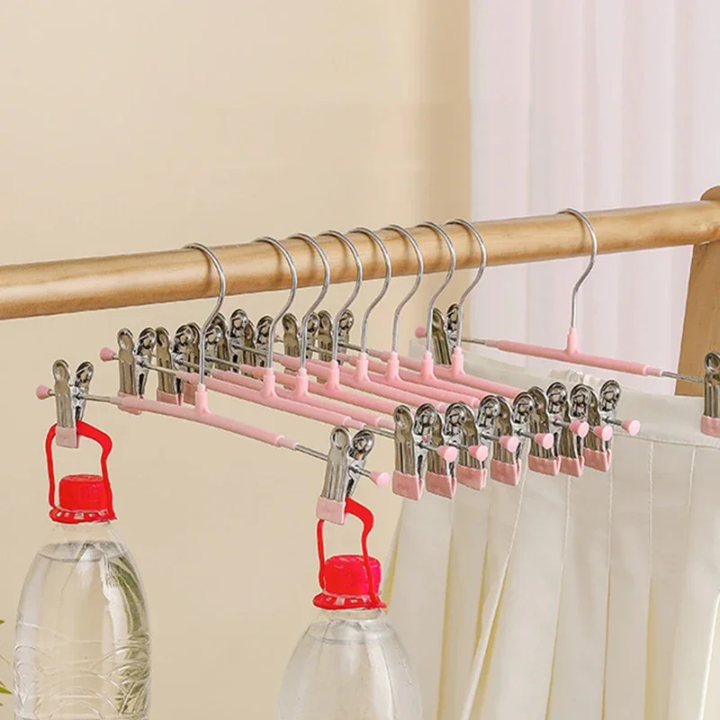 10pcs Clothes Rack with Adjustable Clip Anti-Slip Metal Windproof Clothes Hanger Pants Jacket Skirt Clip Closet Organizer