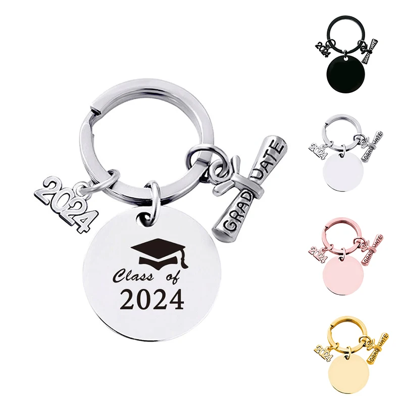 

2024 Graduation Season Gift Stainless Steel Keychain Engraved Metal Key Ring Customized Products Custom Keychain