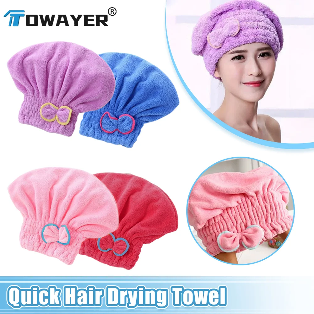 Microfibre Bowknot Wrap Towel Quick Hair Drying Bath Towels Coral Velvet Dry Hair Cap Soft Shower Cap Bathroom Accessories