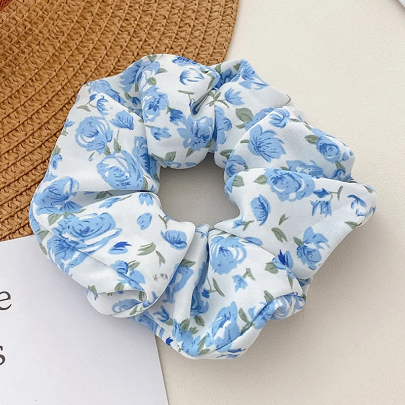 Gentle Sweet Women Floral Hair Ties Scrunchies Tulip Rose Flower Hair Rope Summer Ponytail Holder Rubber Band Hair Accessories