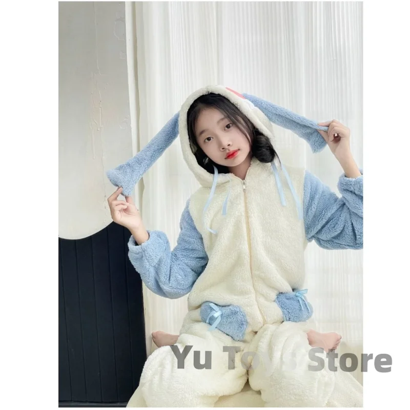 

2024 Sanrio Cinnamoroll Periphery Winter Flannel Rompers Pajamas Children Girl Boy Toddler Jumpsuit Infant Clothes Kids Gifts