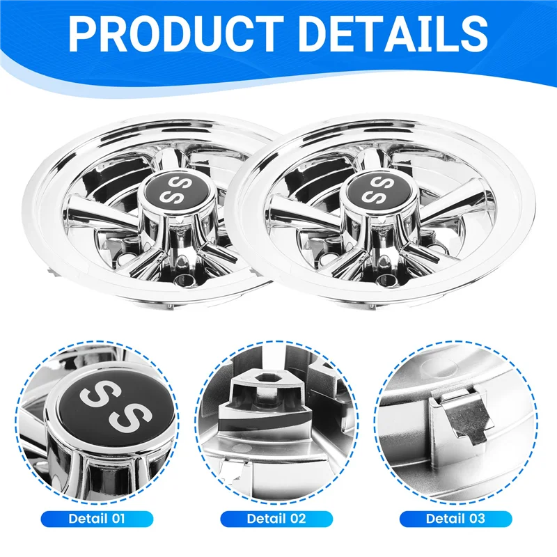 

AM-2Pcs 8Inch SS Golf Cart Wheel Covers 5 Spoke Design Hub Cap For Golf Carts For Club Car EZGO Yamaha