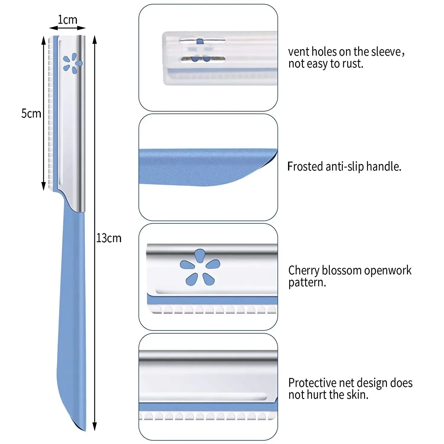 装飾眉毛ナイフ 5 個 ユニセックス メイクアップツール 傷防止 初心者向け 安全タイプ 手動眉毛スクレーパー