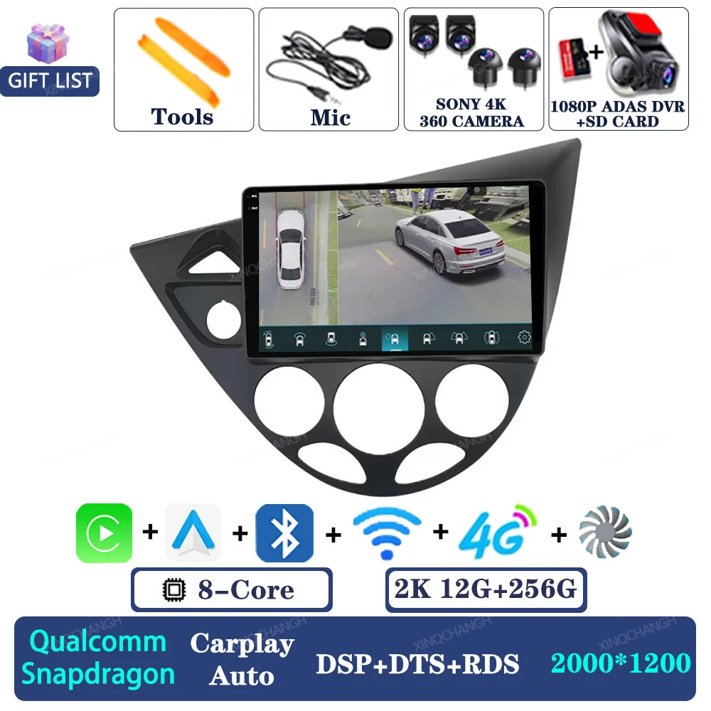 Android 16 autoradio voor Ford Fiesta 1995 - 2001 Focus MK1 1998 - 2004 Navigatie 2DIN Qualcomm QLED Head Unit GPS Carplay Auto
