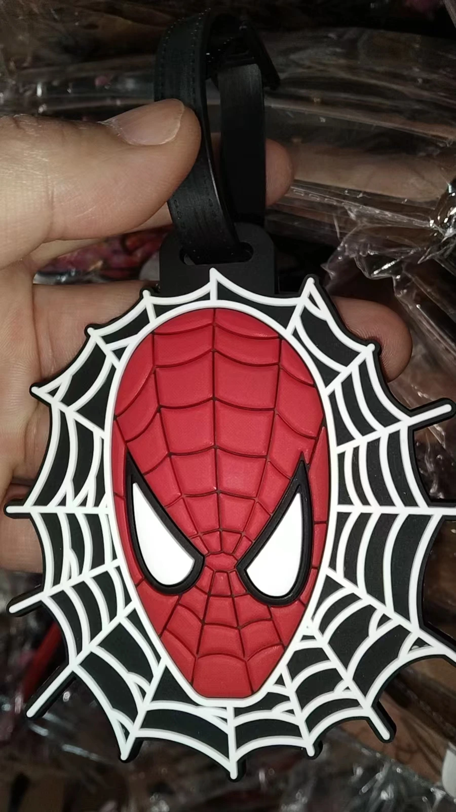 Etiqueta de PVC para equipaje, etiqueta portátil de dibujos animados de Anime, Spiderman, Maleta, accesorios de viaje