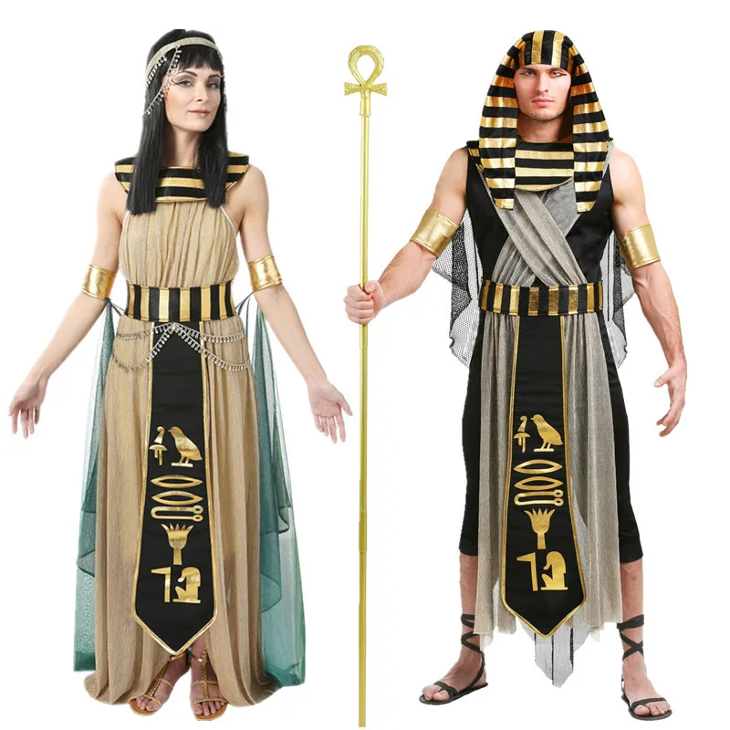 Adult Ancient Egypt Egyptian King Pharaoh Cleopatra Queen Costume for Men Women Couples Cosplay Halloween Costumes