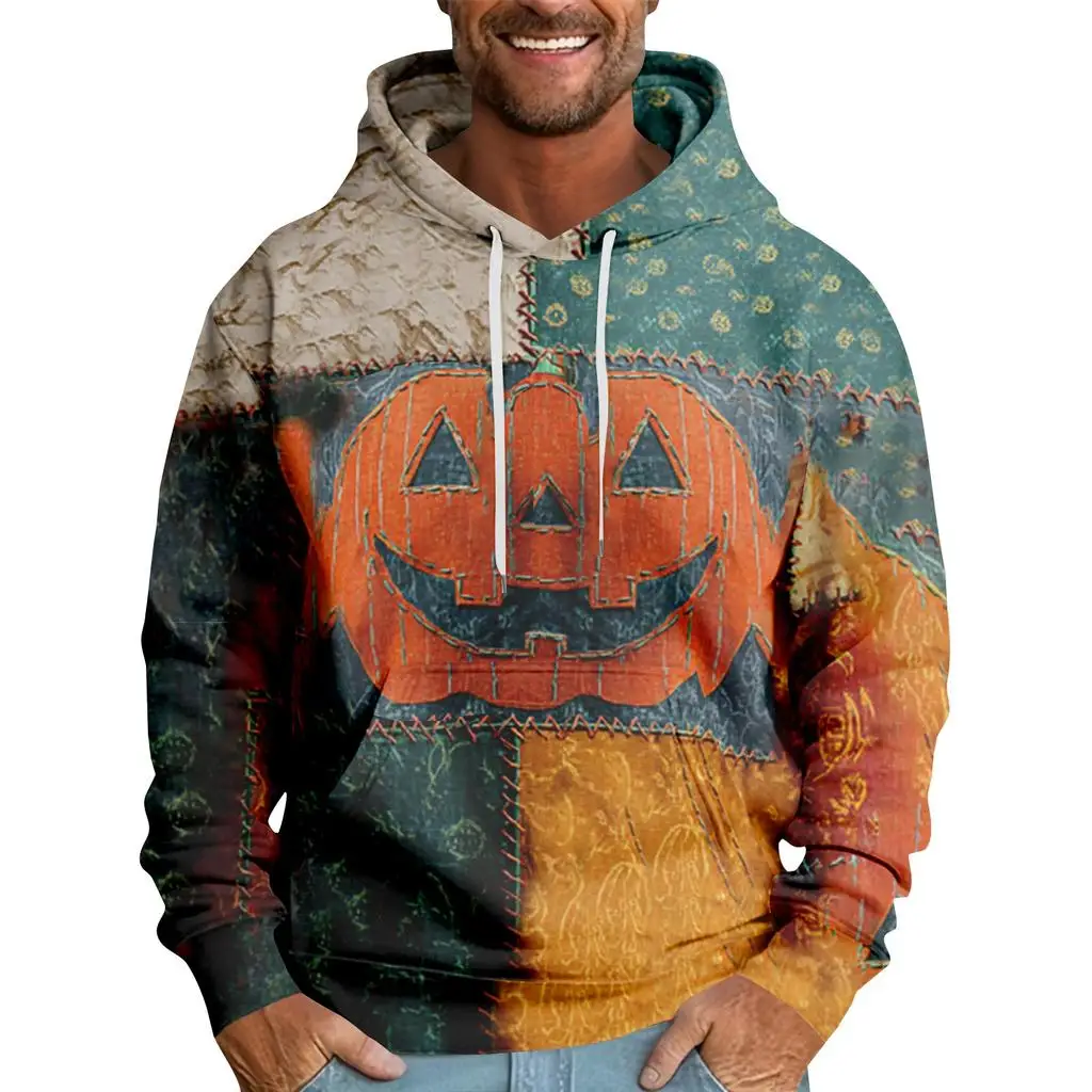 

Fashion 3D Print Pumpkin Graphic Men's Hoodies Halloween Theme Creative Personality Design Sweatshirt Loose Comfortable Clothing