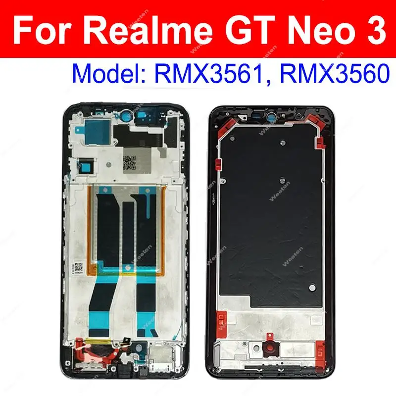 For Realme GT Neo 3 3T Neo2 Neo2T GT NEO GT 2 Master 5G Front LCD Screen Cover LCD Frame Housing Case Bezel Parts