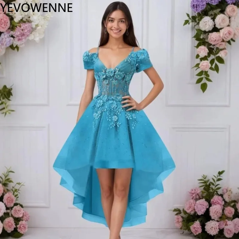 DAMA Dress Sweet 3D Flower Quinceanera Dress for Teens High Low A Line Homecoming Dresses Fashion Chic Slim Cocktail Gowns
