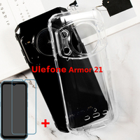 Protective Glass Cover on Ulefone Armor 21 Funda Etui Soft TPU Transparent Phone Case For Ulefone Armor 21 Screen Protector