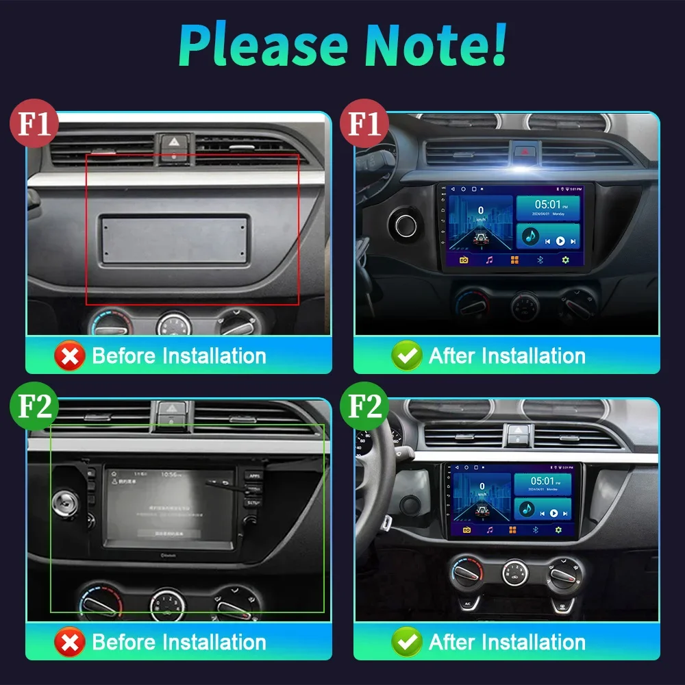 Android 14 For Kia RIO 4 2016-2020 Android 14 Car Radio Multimedia Navigation 4G GPS Apple CarPlay Touch Screen Bluetooth Stereo