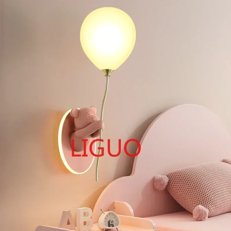 

Children's Room Decoration Bear Balloon Wall Lamp 2023 New Indoor Lighting Resin Glass Wall Lamp Cartoon Wall Lights for Home