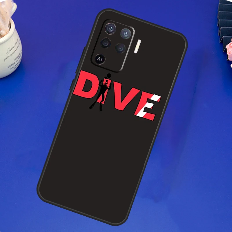 Dive Scuba Diver Shark Diving Flag Case For OPPO A17 A57 A77 A78 A15 A16 A52 A72 A76 A96 A74 A94 A5 A9 A31 A93 A54S A53S A57S